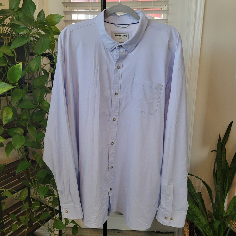 Poncho Outdoors Mens 3XL Regular Fit Fishing Shirt Blue Micro Check Performance